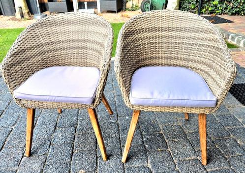 2 x stoel pastura, white&grey.kunststof vlechtwerk stoelen, Tuin en Terras, Tuinstoelen, Gebruikt, Kunststof, Ophalen