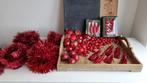 Mooie Grote Set Rode Vintage Kerstballen - Slingers - Tinsel, Verzenden, Gebruikt