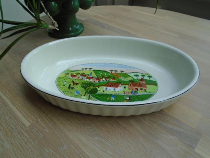 Villeroy & Boch Naif zeer grote ovale ovenschaal, 37 x 24, Huis en Inrichting, Keuken | Servies, Zo goed als nieuw, Schaal of Schalen