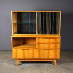 Vintage cocktail barkast met vitrine – Bohumil Landsman '60, Ophalen of Verzenden, Huis en Inrichting