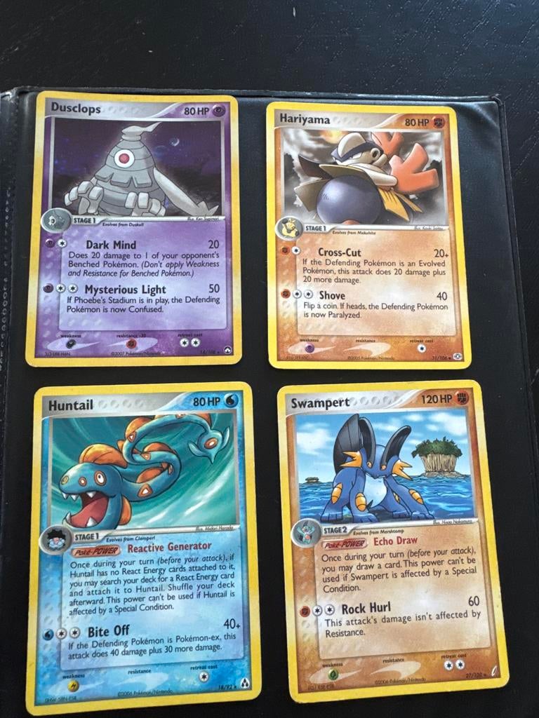 Pokémon Kaarten Set - Dusclops, Hariyama, Huntail, Swampert, Ophalen, Gebruikt, Losse kaart