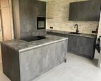 Zgan.Nobilia keuken in betonlook,  greeploos Incl.apparatuur, Overige typen, Ophalen of Verzenden, Zo goed als nieuw, Hout