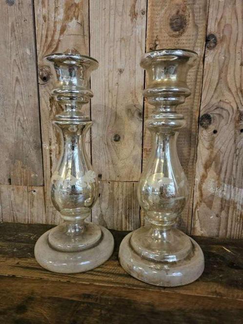 franse armeluis zilveren kandelaars ``WOONWINKEL RUSTIEK``, Antiek en Kunst, Curiosa en Brocante, Ophalen of Verzenden