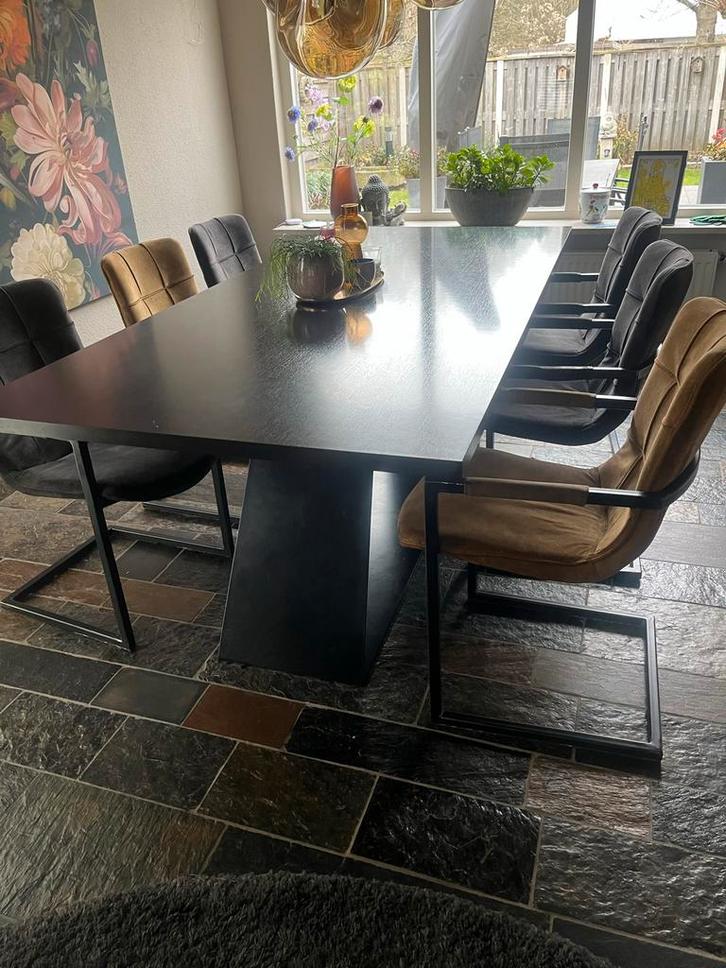 Moderne eettafel met stoelen, Huis en Inrichting, Tafels | Eettafels, Gebruikt, 100 tot 150 cm, 200 cm of meer, Vijf personen of meer