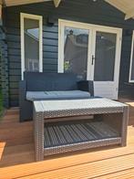 Rattan tuinbank en tafel antraciet, Ophalen, Gebruikt