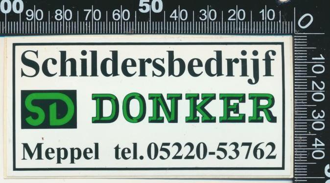 Sticker: Schildersbedrijf Donker - Meppel, Verzamelen, Stickers, Zo goed als nieuw, Bedrijf of Vereniging, Ophalen of Verzenden