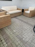 Mooi rieten rotan loungeset, bank 2 fauteuils, Tuin en Terras, Tuinset, Bank, Gebruikt, Ophalen of Verzenden