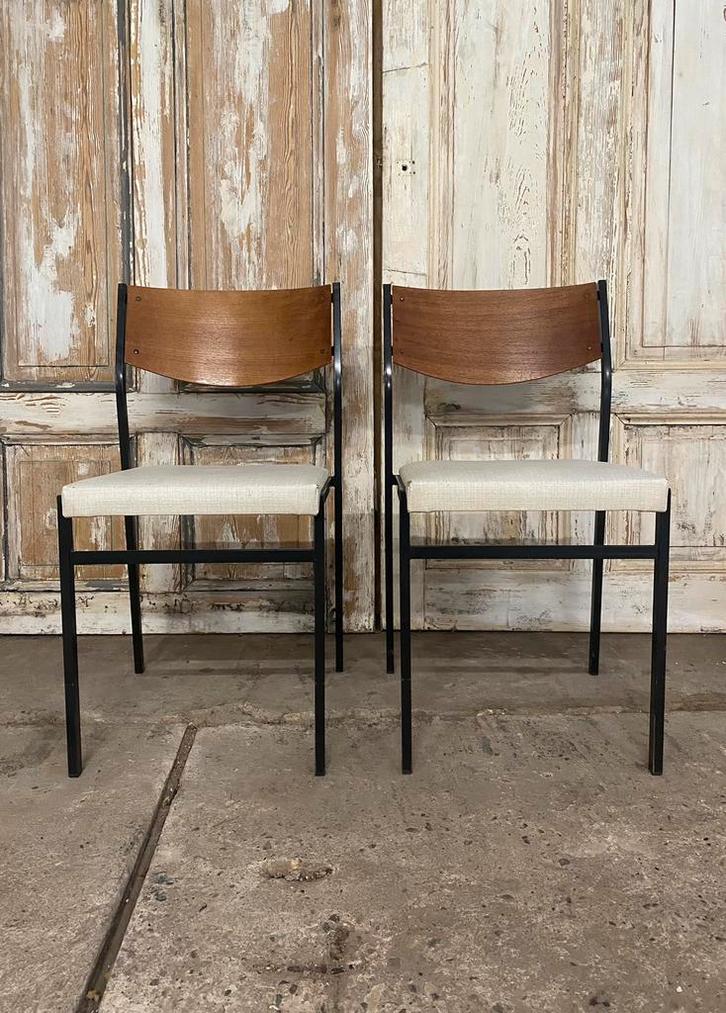 Set Stoelen, Pastoe, Martin Visser, Spectrum. Vintage., Huis en Inrichting, Stoelen, Gebruikt, Twee, Hout, Kunststof, Metaal, Overige kleuren
