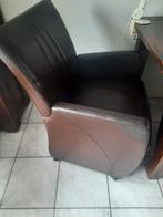 4 bruin leren eetkamer fauteuils, Huis en Inrichting, Fauteuils, Ophalen, Gebruikt, Minder dan 75 cm, Leer