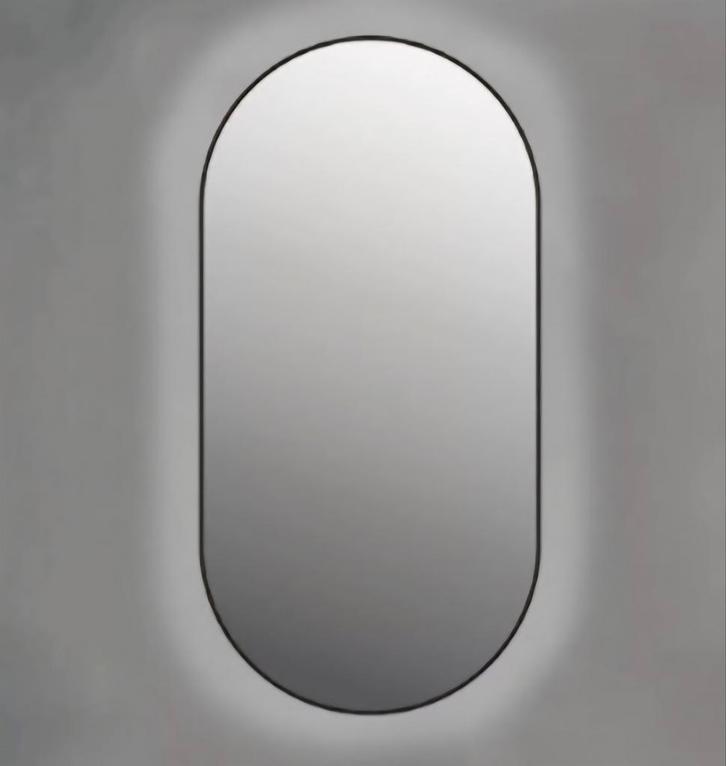 INK ovale led spiegel mat zwart kader (Nieuw), Doe-het-zelf en Verbouw, Sanitair, Nieuw, Overige typen, Glas, Ophalen of Verzenden