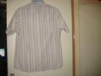 Beige gestreepd herenhemd, L, Angelo Litrico, korte mouwen, Kleding | Heren, Overhemden, Ophalen of Verzenden, Zo goed als nieuw