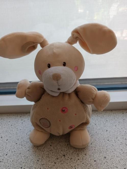 Konijn merk Nicotoy creme kleurig velours met sierstiksel, Kinderen en Baby's, Speelgoed | Knuffels en Pluche, Zo goed als nieuw