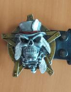 Leren Riem met buggle, Kleding | Heren, Riemen en Ceinturen, Nieuw, Echt leder, Zwart, 105 tot 115 cm