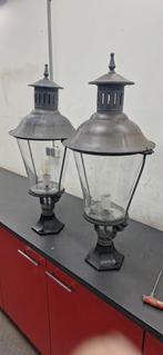 2 x grote bronzen lantaarn met ECHT glas /lamp / lampenkap, Ophalen, Zo goed als nieuw, 50 tot 250 watt