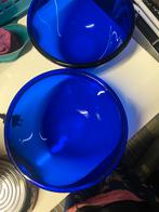 Blauwe Glazen Schalen Set, Gebruikt, Schaal, Rond, Ophalen of Verzenden