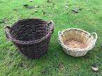 2 rieten manden - donker en licht, Ophalen of Verzenden, Zo goed als nieuw, Rond, Riet