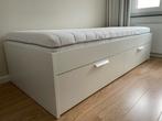IKEA Brimnes 90x200  - als nieuw incl. matras & lattenbodem, Ophalen, 90 cm, Eenpersoons, Wit