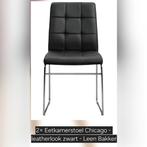2 Eetkamerstoel Chicago - leatherlook zwart - Leen Bakker, Huis en Inrichting, Stoelen, Ophalen, Nieuw, Zwart, Eén