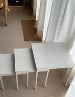 3 onderschuif witte tafeltjs., Ophalen, Gebruikt, Vierkant, Overige materialen