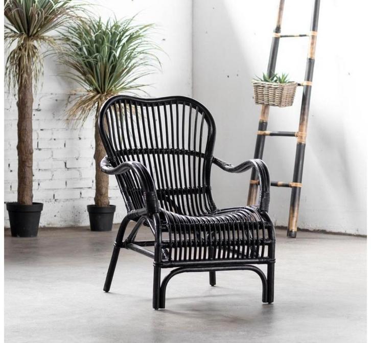 Rieten stoel Rotan zwart, Huis en Inrichting, Stoelen, Nieuw, Eén, Zwart, Ophalen of Verzenden