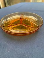 Art Deco 3vaks amberkleurig schaaltje, Antiek en Kunst, Ophalen of Verzenden