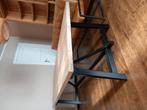 Eettafel robuust lifestyle eikenplanken zwart onderstel, Huis en Inrichting, Tafels | Eettafels, Ophalen, Eikenhout, 200 cm of meer