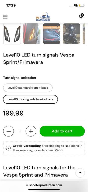Level 10 vespa sprint/primavera led  beschikbaar voor biedingen