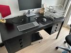 Black retro style double sided wooden desk, Zo goed als nieuw, Ophalen, Bureau