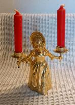 Goudkleurige kaarsenhouder, meisje voor 2 kaarsjes, Ophalen of Verzenden, Overige materialen