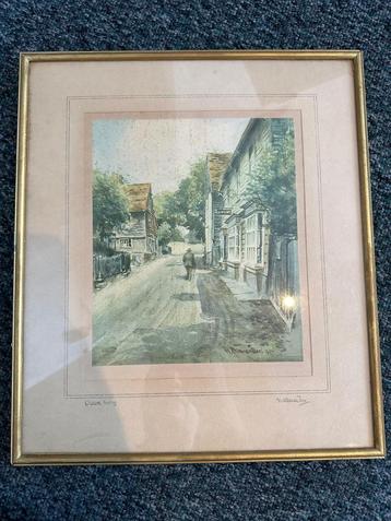 Vintage aquarel– “Chilham, Surrey” – H. Alexander (1929) beschikbaar voor biedingen