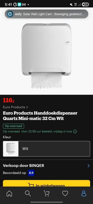 Euro Products Handdoekdispenser Wit nieuw beschikbaar voor biedingen
