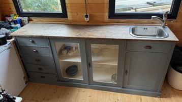 Keukenblok | Old Basics | met wasbak en kraan | 220x50x95cm beschikbaar voor biedingen