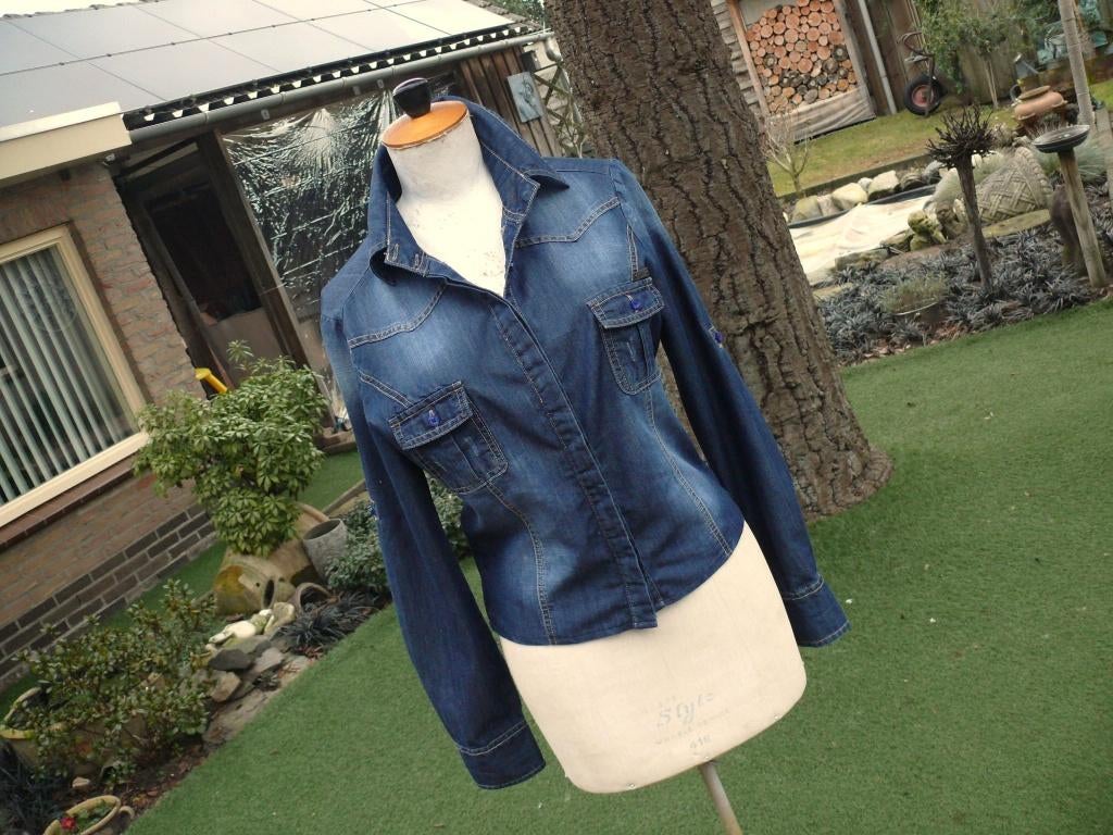 AMBIKA spijker blouse maat S kort model, Blauw, Ophalen of Verzenden, Zo goed als nieuw, Maat 36 (S)