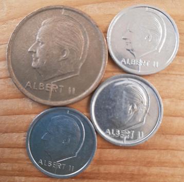 4 Belgische munten Koning Albert beschikbaar voor biedingen