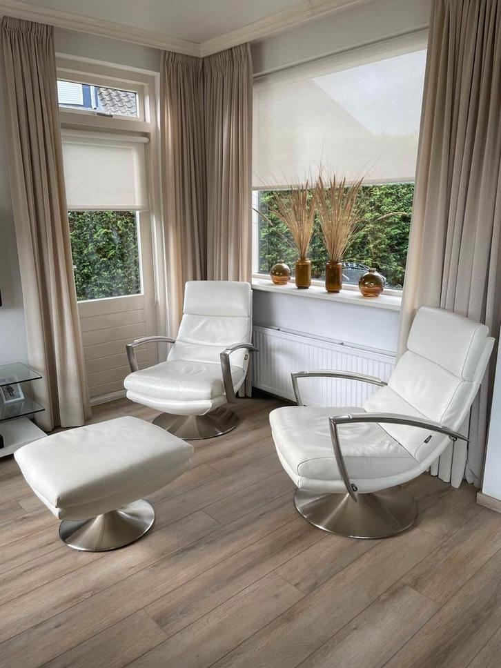 Leren fauteuil met poef Henders & Hazel, Huis en Inrichting, Fauteuils, Ophalen