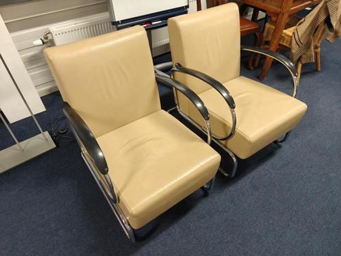 2x Dutch Originals Gispen 407 - per stuk ook optie, Huis en Inrichting, Stoelen, Gebruikt, Twee, Metaal, Wit, Ophalen