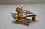 Zilveren goud verguld broche vogel nr.710, Sieraden, Tassen en Uiterlijk, Broches, Verzenden, Minder dan 4 cm, Zo goed als nieuw