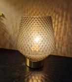 Art deco moderne tafellamp - Smoked glas / gouden rand, Huis en Inrichting, Lampen | Tafellampen, Ophalen of Verzenden, Zo goed als nieuw