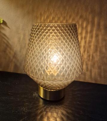 Art deco moderne tafellamp - Smoked glas / gouden rand  beschikbaar voor biedingen