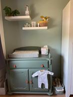 Brocante ledikant & commode – landelijke set, Ophalen, 190 cm of minder, Brocante, Groen