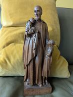Houten Beeld Heilige Vincent de Paul Handgesneden, Ophalen of Verzenden
