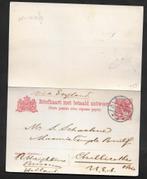 Briefkaart 85II,van Bussum via Engeland naar U.S.A. Zie Info, Postzegels en Munten, Brieven en Enveloppen | Nederland, Ophalen of Verzenden