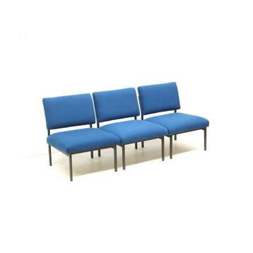 Vintage design blauwe bank / 3x fauteuils midcentury '60 '70 beschikbaar voor biedingen