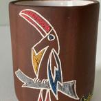 l'Ancora kera-teak vaasje met toekan, 228, vintage, j '50'60, Ophalen of Verzenden