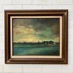 Oud schilderij landschap dorp rivier Paul Muysson 1975, Antiek en Kunst, Kunst | Schilderijen | Klassiek, Verzenden