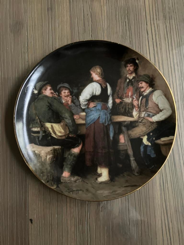 Vintage Verzamelbord 'Wilderer in der Sennhütte', Ophalen of Verzenden