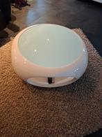 Hoogglans witte salontafel met krasjes, Gebruikt, Ophalen of Verzenden, Glas, Modern