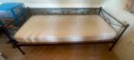 Zwart metalen meisjesbed 90x200 met lattenbodem, Ophalen, Verstelbaar, 90 cm, Eenpersoons