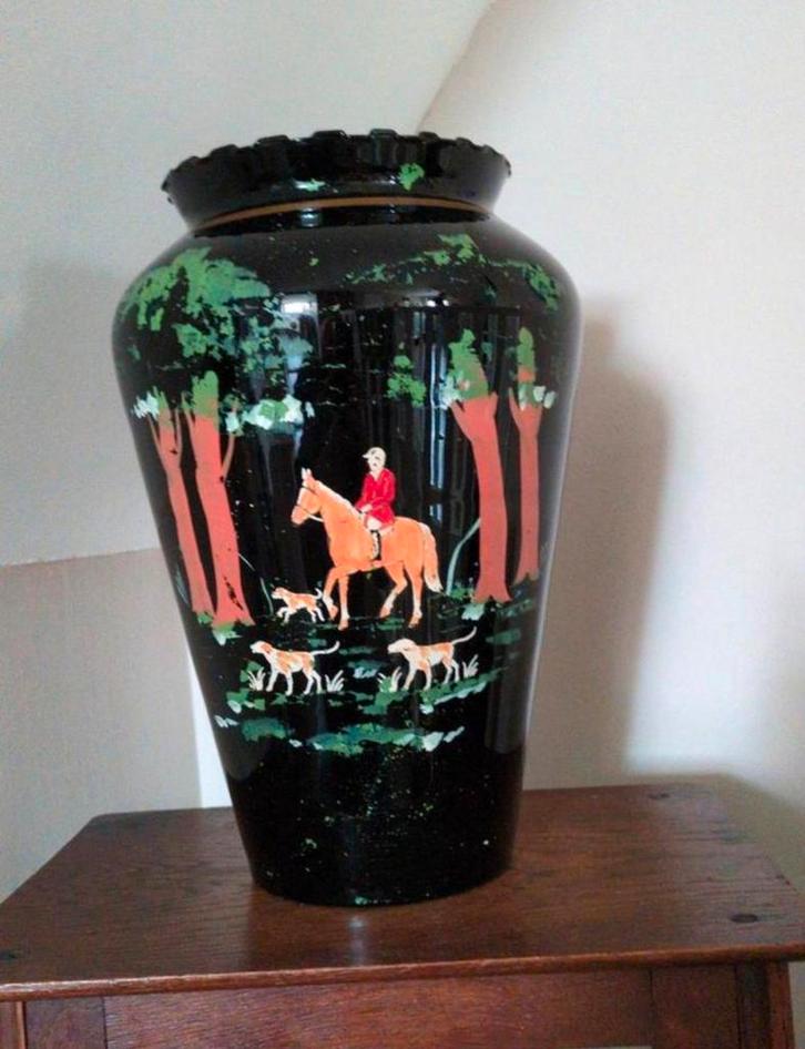 Art Deco Vaas - Jachtscène - Verreries de Doyen Stijl, Antiek en Kunst, Antiek | Vazen, Ophalen of Verzenden