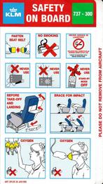 Safetycard KLM Boeing 737-300, Verzamelen, Ophalen of Verzenden, Gebruikt, Kaart, Foto of Prent